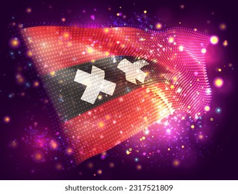 Amsterdam, vector 3d flag on pink purple background with lighting and flares