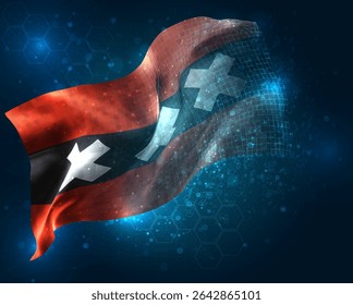 Amsterdam, vector 3d flag virtual triangular polygons on a blue background