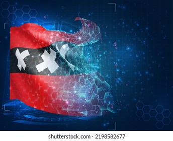 Amsterdam,  vector flag, virtual abstract 3D object from triangular polygons on a blue background