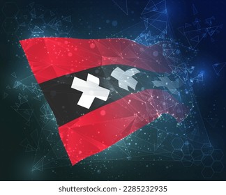 Amsterdam,  vector flag, virtual abstract 3D object from triangular polygons on a blue background