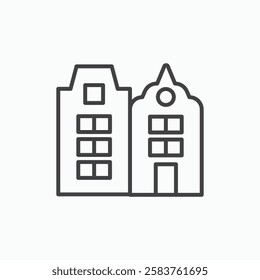 Amsterdam vector icon isolated in black line