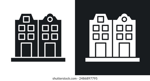 Amsterdam vector icon set in solid black and white color