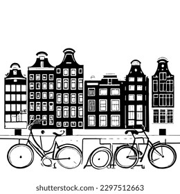 Amsterdam Vector Minimal Line Art No White Background