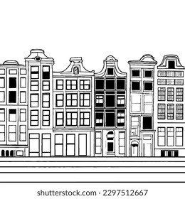 Amsterdam Vector Minimal Line Art No White Background
