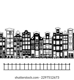 Amsterdam Vector Minimal Line Art No White Background