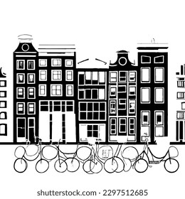 Amsterdam Vector Minimal Line Art No White Background