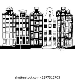 Amsterdam Vector Minimal Line Art No White Background