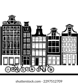 Amsterdam Vector Minimal Line Art No White Background