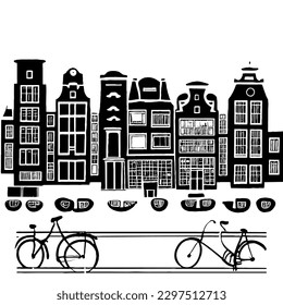 Amsterdam Vector Minimal Line Art No White Background