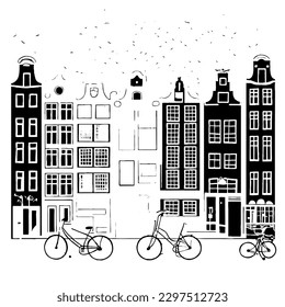 Amsterdam Vector Minimal Line Art No White Background