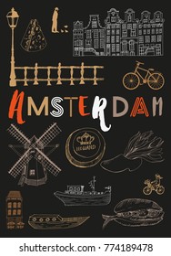 Amsterdam. Vector poster