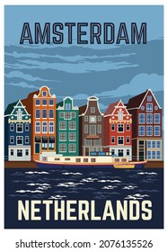 Amsterdam Vintage Vacation poster design, perfect for t shirt design and merchandise