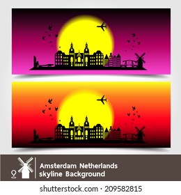 Amsterdam,Netherlands,skyline background,vector Illustration