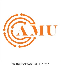 AMU letter design.AMU letter technology logo design on white background.AMU Monogram logo design for entrepreneur and business.