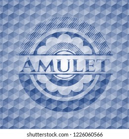 Amulet blue emblem with geometric pattern.