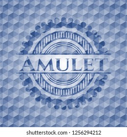 Amulet blue polygonal emblem.