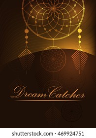 amulet of the Dream catcher  on a brown background with light lines