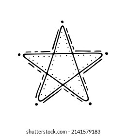 Amulet With A Five-pointed Star Sketch. Symbol Of The Occult Line Art. Witch Pentagram. Magic Sign Of Esotericism. Hand Drawn Vector Illustration. Mystical Doodle Element. Strong Talisman.