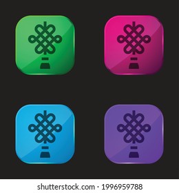 Amulet four color glass button icon