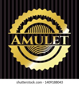 Amulet gold shiny badge. Vector Illustration. Detailed.