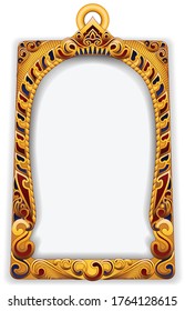 Amulet golden frame isolated on white background.Graphic vector