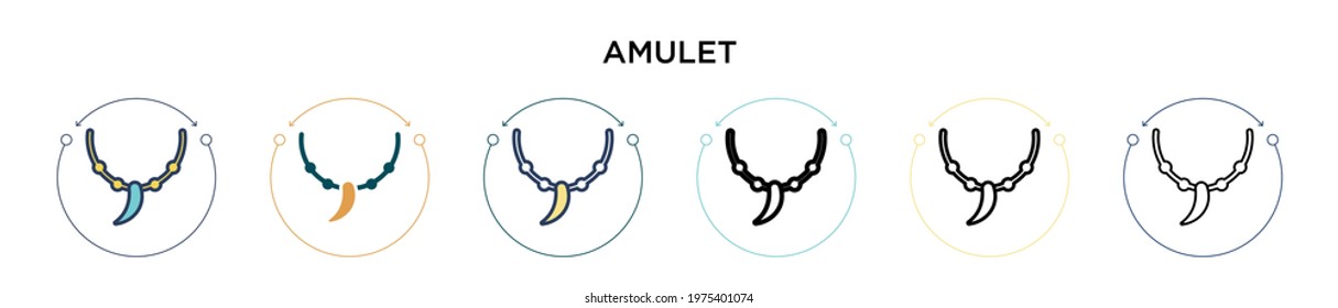 Amulet icon in filled, thin line, outline and stroke style. Vector illustration of two colored and black amulet vector icons designs can be used for mobile, ui, web