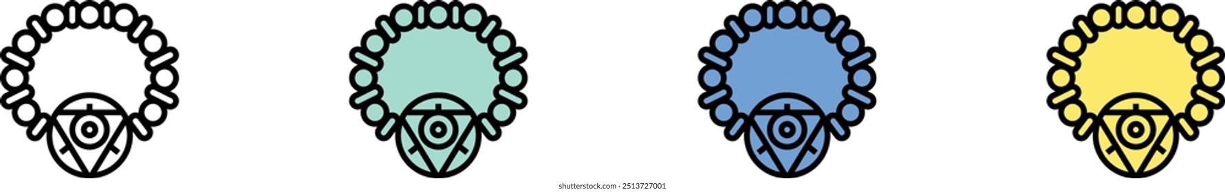 amulet icon. Outline, Green, Blue and Yellow Style Design Isolated On White Background