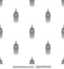 Amulet Icon Seamless Pattern, Good Luck Charm Icon Vector Art Illustration