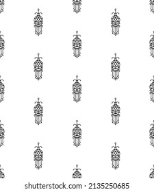 Amulet Icon Seamless Pattern, Good Luck Charm Icon Vector Art Illustration
