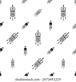 Amulet Icon Seamless Pattern, Good Luck Charm Icon Vector Art Illustration