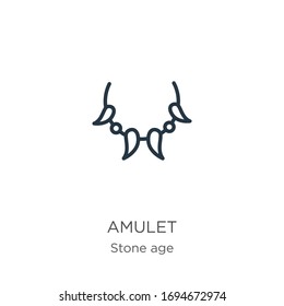 Amulet icon. Thin linear amulet outline icon isolated on white background from stone age collection. Line vector sign, symbol for web and mobile