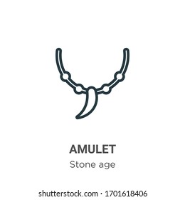 Amulet outline vector icon. Thin line black amulet icon, flat vector simple element illustration from editable stone age concept isolated stroke on white background