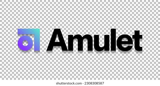 Marca mundial del logotipo de criptodivisa del protocolo de amuleto (AMT) aislada en el vector de fondo transparente png