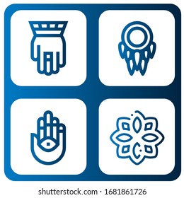 amulet simple icons set. Contains such icons as Hamsa, Dreamcatcher, Rune, can be used for web, mobile and logo