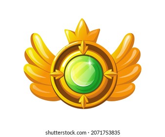 Amulet With Wings. Old Egypt Magical Award In Game, Cartoon Vector Illustration Isolated On White Background