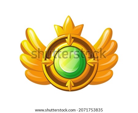 Amulet with wings. Old egypt magical award in game, cartoon vector illustration isolated on white background