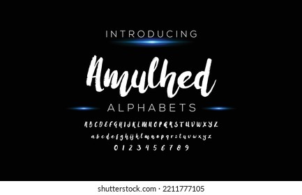 Amulhed Brush Script Modern Alphabet. Retro Typeface. Letters. Vector Alphabet. Exclusive Custom Letters. Vector illustration