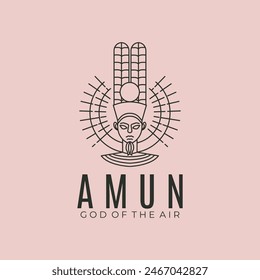 amun ancient egypt line art logo vector symbol illustration design