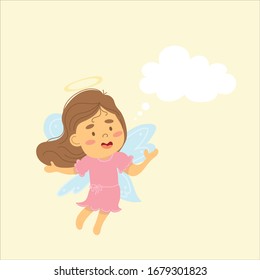 Amur. Angel with a place for text. Vector illustration. You can place text in the cloud.