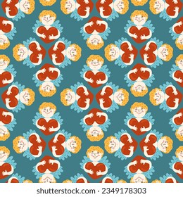 Amur baby with heart, love bow and arrow vector seamless pattern. Funny cupid, little angel Valentine's Day Romantic texture background