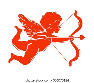 Amur, cupid vector logo design template. Happy Valentines day or angel, messenger icon