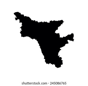 Amur Oblast vector map isolated on white background. High detailed silhouette illustration. Russia oblast map illustration..