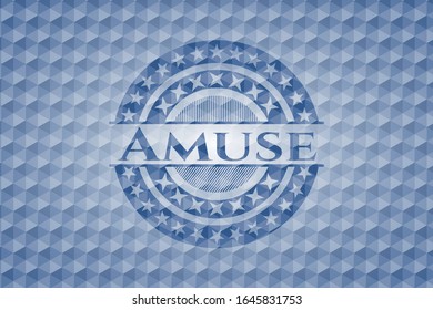 Amuse blue badge with geometric pattern. Vector Illustration. Detailed.