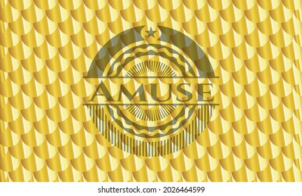Insignia de oro de Amuse. Patrón de escalas. Ilustración vectorial. Detallado. 