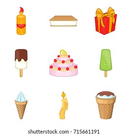 Amuse icons set. Cartoon set of 9 amuse vector icons for web isolated on white background