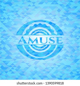 Amuse sky blue emblem with triangle mosaic background