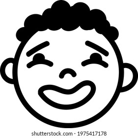 Amused boy, icon illustration, vector on white background