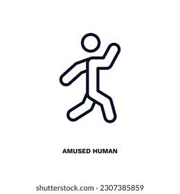 amused human icon. Thin line amused human icon from feeling and reaction collection. Outline vector isolated on white background. Editable amused human symbol can be used web and mobile
