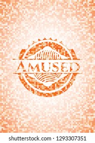 Amused orange mosaic emblem