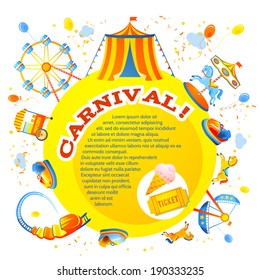 Amusement Entertainment Carnival Theme Park Design Invitation Flyer Vector Illustration